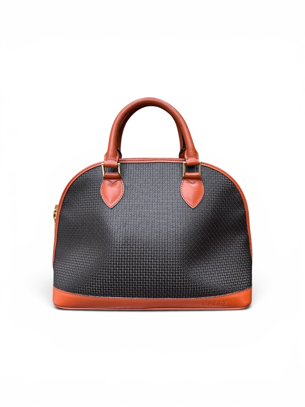 Vintage Bally Embossed B Monogram Dome Satchel Bag Italy